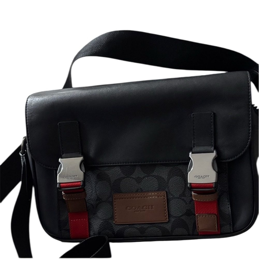 Coach Track Crossbody Messenger in Charcoal Midnight Coloblock & Signature C4141 - Picture 3 of 6